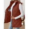 imageEVALESS Long Puffer Vest Women Sleeveless Hooded Puffer Jacket Lightweight Quilted Jackets Winter Warm Zip Up Coat OuterwearBrown
