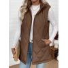 imageEVALESS Long Puffer Vest Women Sleeveless Hooded Puffer Jacket Lightweight Quilted Jackets Winter Warm Zip Up Coat OuterwearCoffee