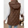 imageEVALESS Long Puffer Vest Women Sleeveless Hooded Puffer Jacket Lightweight Quilted Jackets Winter Warm Zip Up Coat OuterwearCoffee