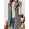 imageEVALESS Long Puffer Vest Women Sleeveless Hooded Puffer Jacket Lightweight Quilted Jackets Winter Warm Zip Up Coat OuterwearGrey