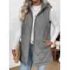 imageEVALESS Long Puffer Vest Women Sleeveless Hooded Puffer Jacket Lightweight Quilted Jackets Winter Warm Zip Up Coat OuterwearGrey