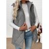 imageEVALESS Long Puffer Vest Women Sleeveless Hooded Puffer Jacket Lightweight Quilted Jackets Winter Warm Zip Up Coat OuterwearGrey