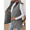 imageEVALESS Long Puffer Vest Women Sleeveless Hooded Puffer Jacket Lightweight Quilted Jackets Winter Warm Zip Up Coat OuterwearGrey