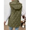 imageEVALESS Long Puffer Vest Women Sleeveless Hooded Puffer Jacket Lightweight Quilted Jackets Winter Warm Zip Up Coat OuterwearGuacamole Green