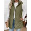imageEVALESS Long Puffer Vest Women Sleeveless Hooded Puffer Jacket Lightweight Quilted Jackets Winter Warm Zip Up Coat OuterwearGuacamole Green