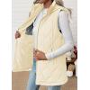 imageEVALESS Long Puffer Vest Women Sleeveless Hooded Puffer Jacket Lightweight Quilted Jackets Winter Warm Zip Up Coat OuterwearWhite