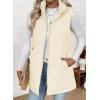 imageEVALESS Long Puffer Vest Women Sleeveless Hooded Puffer Jacket Lightweight Quilted Jackets Winter Warm Zip Up Coat OuterwearWhite