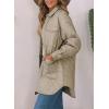imageEVALESS Quilted Jackets for Women Lightweight Long Sleeve Button Down Puffer Jacket Warm Winter Coat Outerwear with Pockets2b Beige