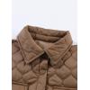 imageEVALESS Quilted Jackets for Women Lightweight Long Sleeve Button Down Puffer Jacket Warm Winter Coat Outerwear with Pockets3b Brown