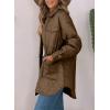 imageEVALESS Quilted Jackets for Women Lightweight Long Sleeve Button Down Puffer Jacket Warm Winter Coat Outerwear with Pockets3b Brown