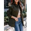 imageEVALESS Quilted Jackets for Women Lightweight Long Sleeve Button Down Puffer Jacket Warm Winter Coat Outerwear with PocketsB Green