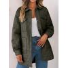 imageEVALESS Quilted Jackets for Women Lightweight Long Sleeve Button Down Puffer Jacket Warm Winter Coat Outerwear with PocketsB Green