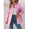 imageEVALESS Quilted Jackets for Women Lightweight Long Sleeve Button Down Puffer Jacket Warm Winter Coat Outerwear with PocketsB Pink
