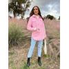 imageEVALESS Quilted Jackets for Women Lightweight Long Sleeve Button Down Puffer Jacket Warm Winter Coat Outerwear with PocketsB Pink