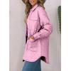 imageEVALESS Quilted Jackets for Women Lightweight Long Sleeve Button Down Puffer Jacket Warm Winter Coat Outerwear with PocketsB Pink