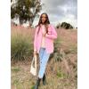 imageEVALESS Quilted Jackets for Women Lightweight Long Sleeve Button Down Puffer Jacket Warm Winter Coat Outerwear with PocketsB Pink