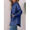 imageEVALESS Quilted Jackets for Women Lightweight Long Sleeve Button Down Puffer Jacket Warm Winter Coat Outerwear with PocketsD Blue