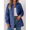 imageEVALESS Quilted Jackets for Women Lightweight Long Sleeve Button Down Puffer Jacket Warm Winter Coat Outerwear with PocketsD Blue