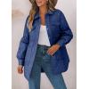 imageEVALESS Quilted Jackets for Women Lightweight Long Sleeve Button Down Puffer Jacket Warm Winter Coat Outerwear with PocketsD Blue