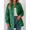 imageEVALESS Quilted Jackets for Women Lightweight Long Sleeve Button Down Puffer Jacket Warm Winter Coat Outerwear with PocketsD Green