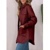 imageEVALESS Quilted Jackets for Women Lightweight Long Sleeve Button Down Puffer Jacket Warm Winter Coat Outerwear with PocketsD Red