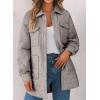 imageEVALESS Quilted Jackets for Women Lightweight Long Sleeve Button Down Puffer Jacket Warm Winter Coat Outerwear with PocketsE Light Grey