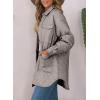 imageEVALESS Quilted Jackets for Women Lightweight Long Sleeve Button Down Puffer Jacket Warm Winter Coat Outerwear with PocketsE Light Grey