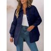 imageEVALESS Quilted Jackets for Women Lightweight Long Sleeve Button Down Puffer Jacket Warm Winter Coat Outerwear with PocketsE Navy Blue