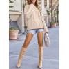 imageEVALESS Sweaters for Women Trendy Crewneck Long Sleeve Color Block Sweater Tops Fall 2025 Chunky Cable Knit Pullover SweatersBeige