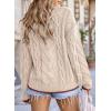 imageEVALESS Sweaters for Women Trendy Crewneck Long Sleeve Color Block Sweater Tops Fall 2025 Chunky Cable Knit Pullover SweatersBeige