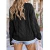 imageEVALESS Sweaters for Women Trendy Crewneck Long Sleeve Color Block Sweater Tops Fall 2025 Chunky Cable Knit Pullover SweatersBlack
