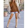 imageEVALESS Sweaters for Women Trendy Crewneck Long Sleeve Color Block Sweater Tops Fall 2025 Chunky Cable Knit Pullover SweatersBrown