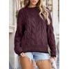 imageEVALESS Sweaters for Women Trendy Crewneck Long Sleeve Color Block Sweater Tops Fall 2025 Chunky Cable Knit Pullover SweatersBurgundy