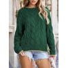 imageEVALESS Sweaters for Women Trendy Crewneck Long Sleeve Color Block Sweater Tops Fall 2025 Chunky Cable Knit Pullover SweatersDark Green