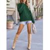 imageEVALESS Sweaters for Women Trendy Crewneck Long Sleeve Color Block Sweater Tops Fall 2025 Chunky Cable Knit Pullover SweatersDark Green