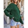 imageEVALESS Sweaters for Women Trendy Crewneck Long Sleeve Color Block Sweater Tops Fall 2025 Chunky Cable Knit Pullover SweatersDark Green