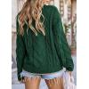 imageEVALESS Sweaters for Women Trendy Crewneck Long Sleeve Color Block Sweater Tops Fall 2025 Chunky Cable Knit Pullover SweatersDark Green