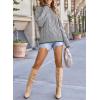 imageEVALESS Sweaters for Women Trendy Crewneck Long Sleeve Color Block Sweater Tops Fall 2025 Chunky Cable Knit Pullover SweatersGray