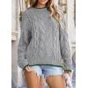 imageEVALESS Sweaters for Women Trendy Crewneck Long Sleeve Color Block Sweater Tops Fall 2025 Chunky Cable Knit Pullover SweatersGray