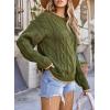 imageEVALESS Sweaters for Women Trendy Crewneck Long Sleeve Color Block Sweater Tops Fall 2025 Chunky Cable Knit Pullover SweatersGreen