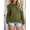 imageEVALESS Sweaters for Women Trendy Crewneck Long Sleeve Color Block Sweater Tops Fall 2025 Chunky Cable Knit Pullover SweatersGreen