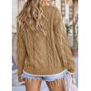 imageEVALESS Sweaters for Women Trendy Crewneck Long Sleeve Color Block Sweater Tops Fall 2025 Chunky Cable Knit Pullover SweatersKhaki