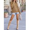imageEVALESS Sweaters for Women Trendy Crewneck Long Sleeve Color Block Sweater Tops Fall 2025 Chunky Cable Knit Pullover SweatersKhaki