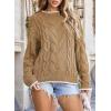 imageEVALESS Sweaters for Women Trendy Crewneck Long Sleeve Color Block Sweater Tops Fall 2025 Chunky Cable Knit Pullover SweatersKhaki