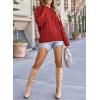 imageEVALESS Sweaters for Women Trendy Crewneck Long Sleeve Color Block Sweater Tops Fall 2025 Chunky Cable Knit Pullover SweatersRed