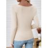 imageEVALESS Women Long Sleeve Pleated V Neck Rib Knit Slim Fit Shirts Basic Tops 2025 Casual TShirt Going Out Workout OutfitsApricot