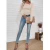 imageEVALESS Women Long Sleeve Pleated V Neck Rib Knit Slim Fit Shirts Basic Tops 2025 Casual TShirt Going Out Workout OutfitsApricot