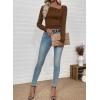 imageEVALESS Women Long Sleeve Pleated V Neck Rib Knit Slim Fit Shirts Basic Tops 2025 Casual TShirt Going Out Workout OutfitsCoffee