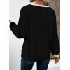 imageEVALESS Womens Fall Fashion 2025 Womens Long Sleeve Shirts Patchwork Button Up V Neck Sweatshirt Casual Pullover TopsBlack