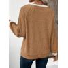 imageEVALESS Womens Fall Fashion 2025 Womens Long Sleeve Shirts Patchwork Button Up V Neck Sweatshirt Casual Pullover TopsCamel